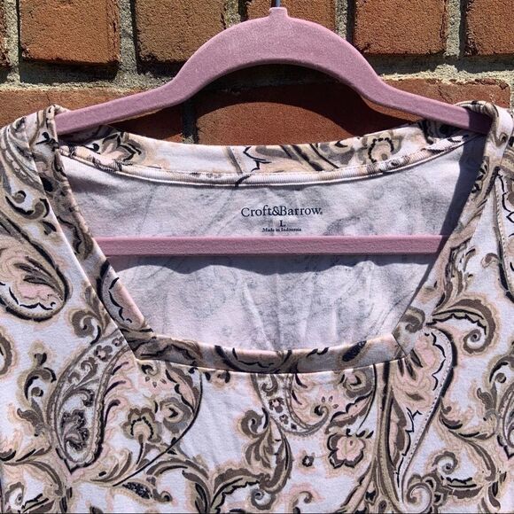 𝅺Croft & Barrow Square Neck Paisley Print Top - Picture 2 of 7